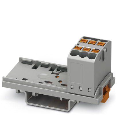 Phoenix Contact Finger-Safe Power Distribution Block; PTFIX 6X2.5-NS35 GY; 24A; 6-Pole; Push-In Terminals; 1/1 Line/Load Terminal Openings; DIN Rail - Crosswise Mount